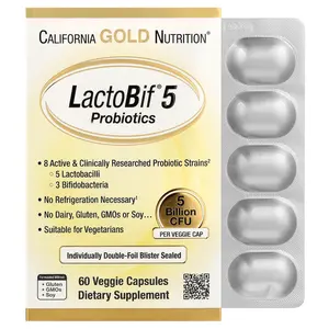 California Gold Nutrition LactoBif® 5 Probiotics, 5 Billion CFU, 60 Veggie Capsules