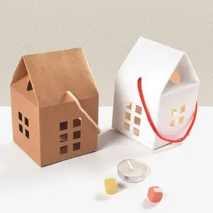 16-Pack House-Shaped Gift Boxes, Kraft Paper/ Card Heart Cutout Baking Box, Cupcake Cookie Packaging, Birthday Wedding Favor, Moving Gift