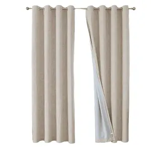 Linen Full Shade Curtains Waterproof Fireproof Four-Layer Thickened Craft Home Bedroom Noise Reduction Sunshade 2 Panels