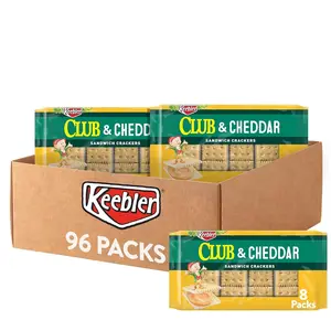 Sandwich Crackers, Lunch Snacks, Club and Cheddar (12 Trays, 96 Packs)