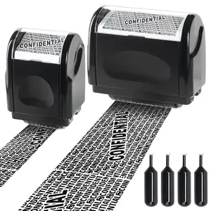 Identity Theft Protection Roller Stamp Set, 2-Pack with 4 Refills, Blocks ID & Address Info, Essential for Home & Office Security