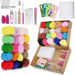Needle Felting Kit, 20 Colors Wool Roving Set, Tools for Felted Animal Needle Felting Supplies, Needle Wool Felting Tools Kit