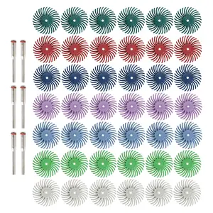 42pcs 1 Inch Radial Bristle Disc Kit with 3mm Shank for Rotary Tools,Detail Abrasive Wheel for Jewelry Wood Metal Polishing, Bristle Wheel with Grit 80-2500