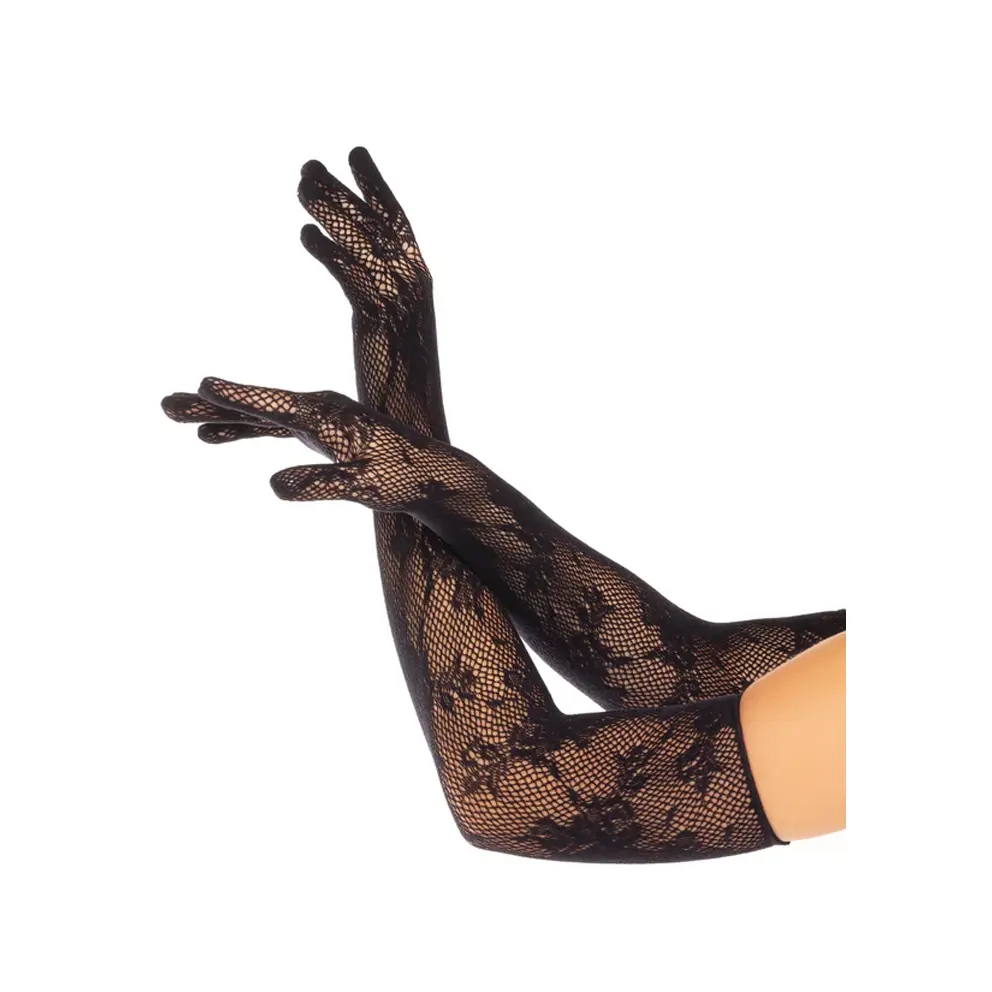 Seamless Opera Length Floral Net Gloves Seamless Opera Length Floral Net Gloves