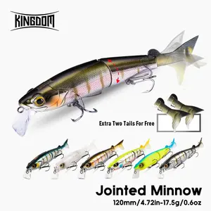 1pc Jointed Minnow Fishing Lure, Floating Soft Tail Lure 120mm/4.72in-17.5g/0.6oz, ABS Material Replaceable Tail, Sea Fishing Gift for Anglers