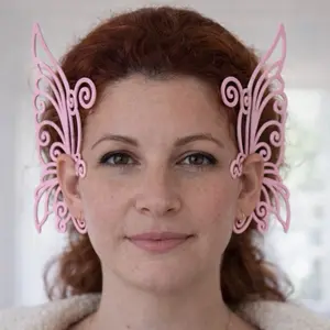 Pink Fairy Ear Cuffs for Women | Butterfly Elf Ear Accessories | Fantasy Costume Earrings | Party, Festival, Cosplay