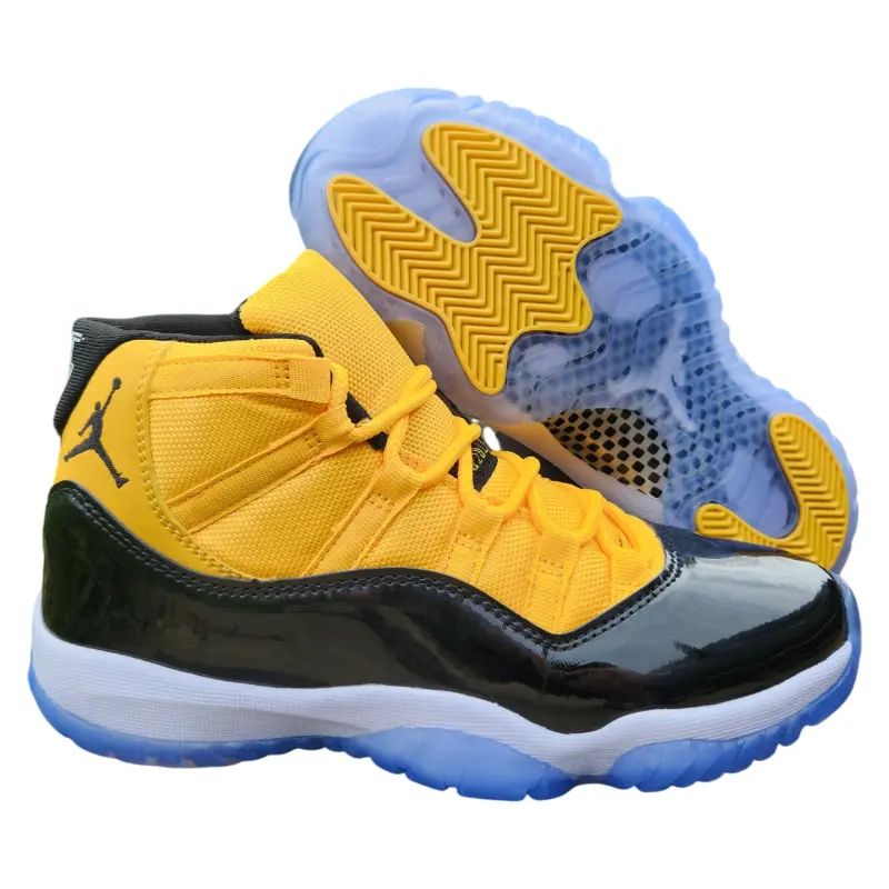Weekend Outdoor Workout Mustard Woven Vamp Dark Patent Overlay High Top Athletic Shoes Grippy Transparent Blue Rubber Base Urban Stroll Light Basketball Training
