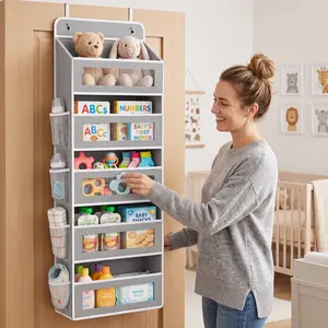 Door-Mounted Storage Rack, 5-Layer Anti-Tip Suspension Shelves, 40 lbs Load Capacity, Space-Saving Home Organizer for Baby Room & Kitchen