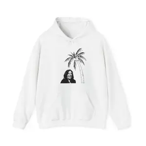 Kamala Hoodie Coconut Tree - Kamala Harris 2024 Merch, 100% Cotton, Sizes S-4XL, Unisex Heavy Blend™ Hooded Sweatshirt
