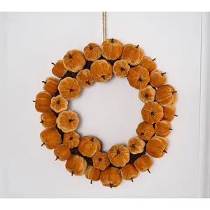 Sister Road by JG 19.5" Velvet Pumpkin Wreath