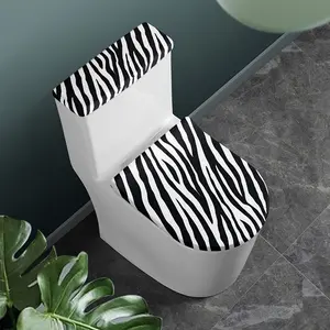 1pc/Set Zebra Print Toilet Cover Set, Fabric Toilet Lid Cover, Toilet Water Tank Cover, Bathroom Hotel Decor, Home Supplies