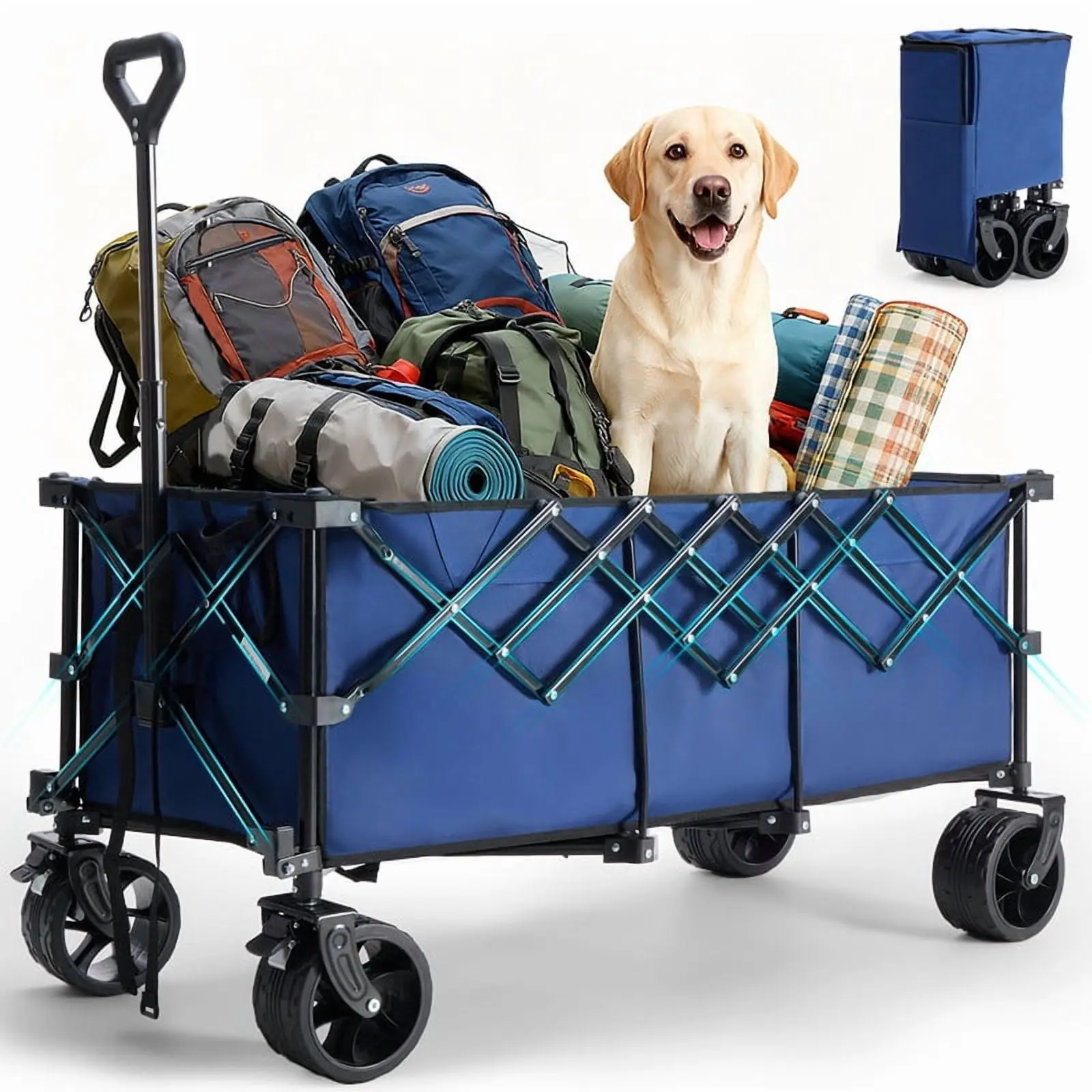 Gianna Foldable Heavy-Duty Steel Wagon Cart, 440lbs Capacity, Large-Capacity Trolley with All-Terrain Tires for Camping, Shopping (Home Improvement Building Supplies)