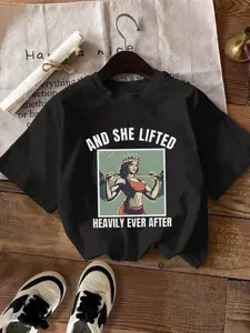 Women's Graphic & Letter Print Round Neck Tee, Fashion Casual Streetwear Loose Crew Neck T-shirt for Everyday Daily Holiday Vacation Outdoor Wear, Ladies Clothes for Summer, Womenswear, Summer Top, Fit