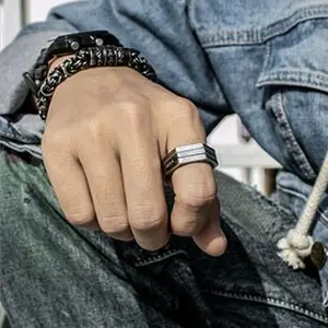 Retro Design Trendy Cool Three-Ring Foldable Nut Ring Retro Fashion Ring Popular