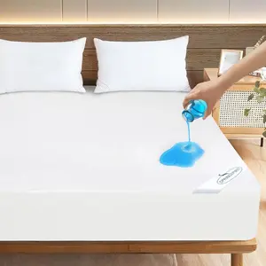 Waterproof Absorbent Queen Size Mattress Protector Cover, Fitted Sheet with 18'' Deep Pocket, Terry Machine Washable Mattress Protection