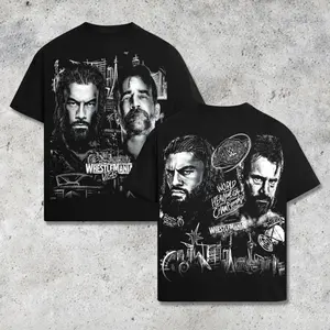 [WWE] Roman Reigns vs CM Punk WrestleMania Las Vegas WWE Premium Wrestling T Shirt 100% Cotton Graphic Tee World Heavyweight Championship Shirt, Tribal Chief vs Best in the World Tee, Wrestling Fans Shirt, WWE Event Outfit Unisex oversized shirts