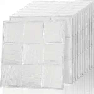 New 20PCS 3D Wall Panels Peel and Stick 13.7"*13.7" White Brick Wallpaper for Walls 3D Wall Tiles Textured Foam Self-Adhesive Wallpaper for Interior Wall Decor kitche and Bathroom Home Decoratio