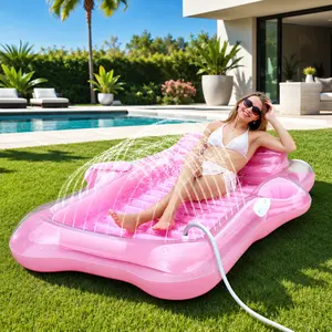 Inflatable Tanning Pool Lounger Float, Pool Floats Adult with Automatic Spray Cooling, 5 in 1 Suntan Tub Raft Floatie, Sunbathing Bed Lounge for Pool Party Yard Tanning Summer Gift for Women