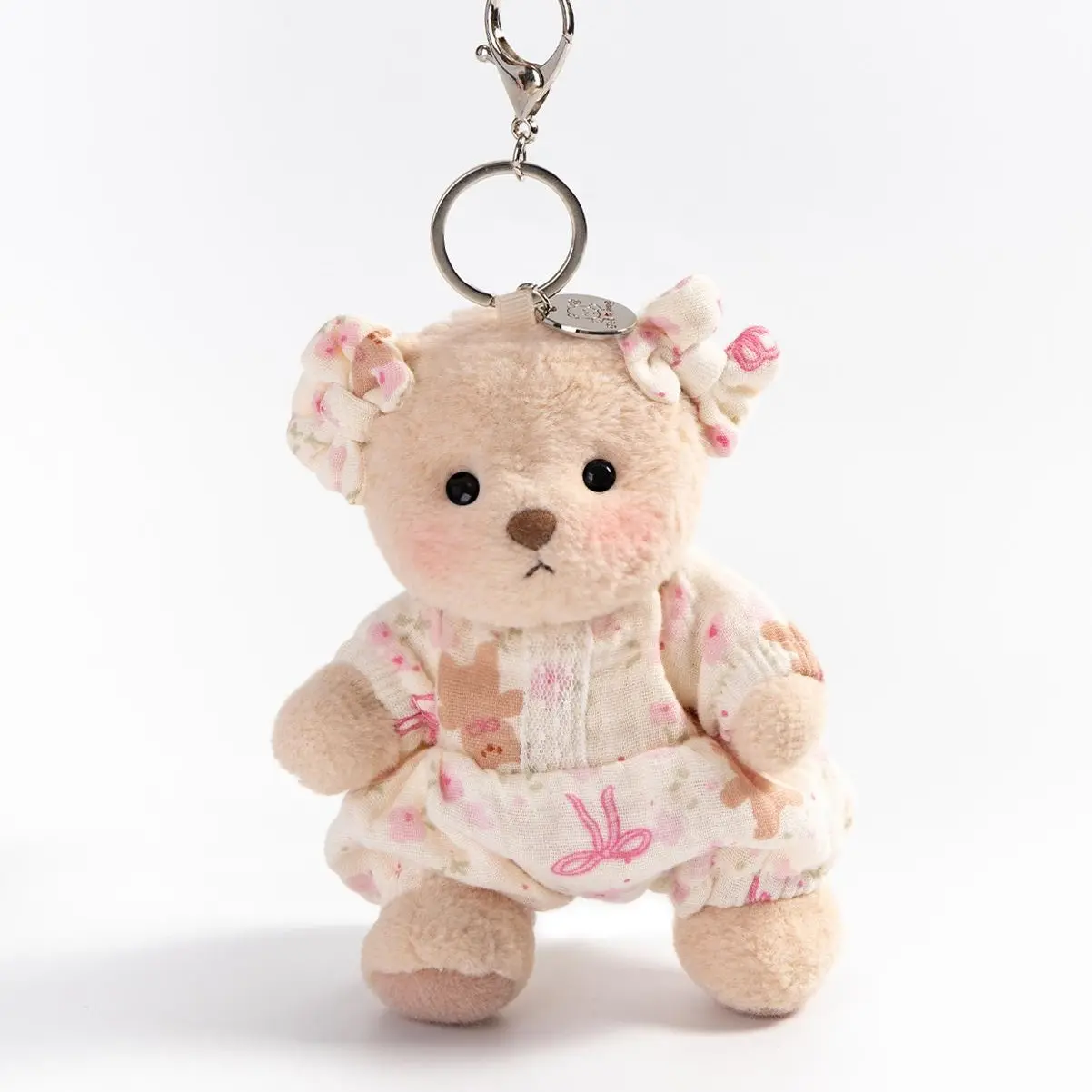 Getahug Pink Floral Lace Romper Mini Bear Keychain | 5.9 Inches Plush Bag Charm Stuffed Animal Gift