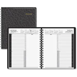 At A Glance  7 x 8.75 in. 24-Hour Daily Appointment Book, Simulated Leather - Black