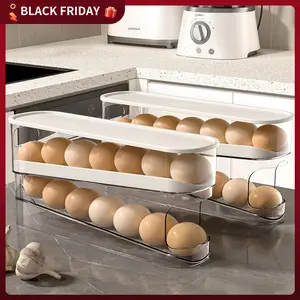 MiAoLi Rolling Egg Holder for Fridge, Egg Dispenser for Refrigerator, Automatic Rolling Storage Container for Countertop, Kitchen &Outdoor Use (3.35"x3.74"x11.02") 1 Pack