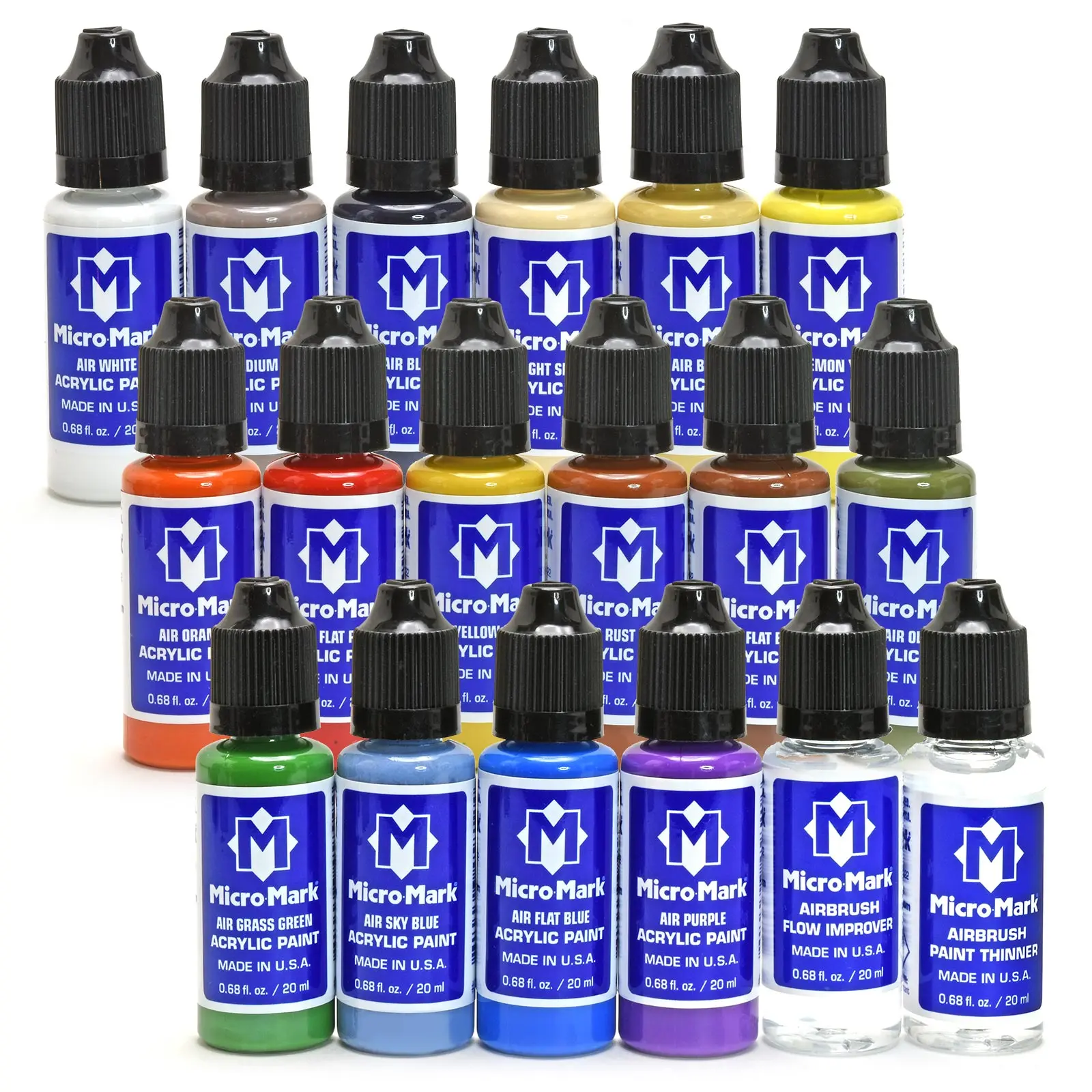 Basic Color Acrylic Airbrush Paint Set by Micro-Mark