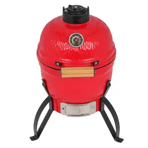 13" Round Ceramic Charcoal Grill | Orange Kamado Style Smoker, 50-800°F Heat Retention, Fuel-Efficient Ceramic Construction, 10.43" Cooking Grid for Backyard BBQ & Outdoor Cooking