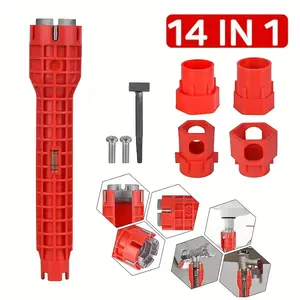 14-In-1 Multi-Purpose Bathroom Wrench Set, Multifunctional Sink Wrench, Toilet Sink Kitchen Water Pipe Faucet Installation Repair Tool, Essential Plumbing Kit, Socket Wrench Set