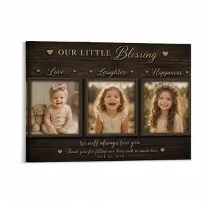 2D flat, children's growth gift, three customized photos to commemorate the growth of the baby, customized photos for different stages of 1 year old, 2 years old and 3 years old, very suitable for living room, bedroom decoration and festival gifts