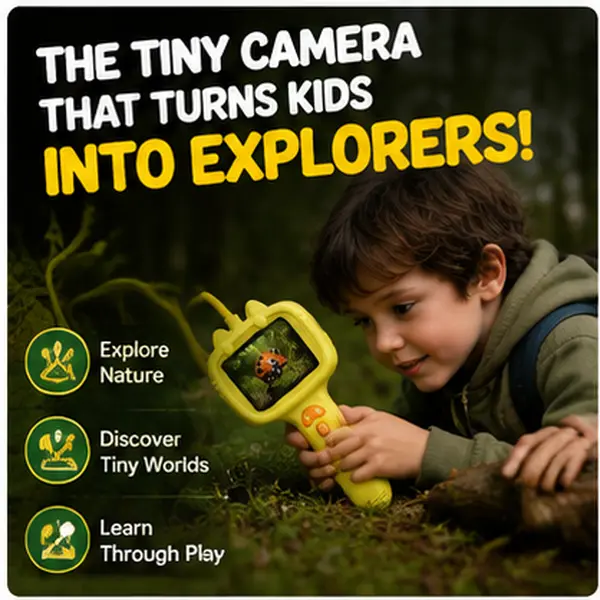 [2026 Upgraded] Kids Explorer Camera with 2.4" HD Screen, Flexible Lighted Probe, Photo & Video, Rechargeable STEM Nature Toy, Supports Up to 64GB TF Card (Not Included), Storage Bag, Ages 4-12