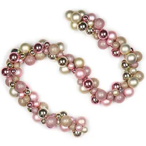 Gnflus 6Ft Christmas Ball Garland Ornaments Shatterproof Xmas Hanging Balls Holiday Party Wedding Christmas Tree Home Decor Champagne Gold and Pink GnFlus Premium PE Plastic Durable Festival Decor