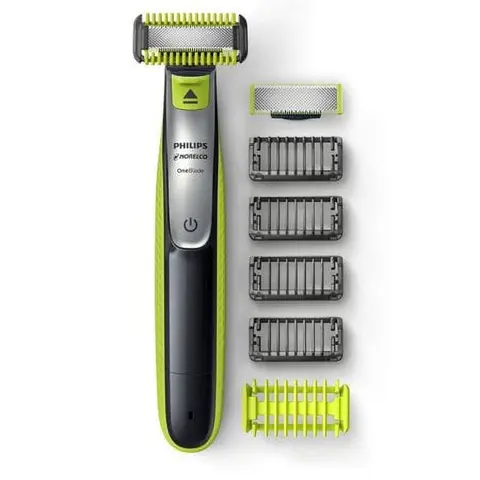 PHILIPS Norelco OneBlade Face + Body Rechargeable Hybrid Electric Trimmer & Comfort Shaver Grooming Tool, QP2630/70, with Comb, Fast Cutter, Glide Coating, 60 Minutes Runtime, Portable, Durable, Effortless Trim for Sensitive Area