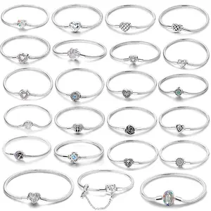 Women Bracelet 925 Silver Original Eternal Love Snake Bone Bracelet Chain For DIY Making Charms 17-20CM Luxury Jewelry Gift