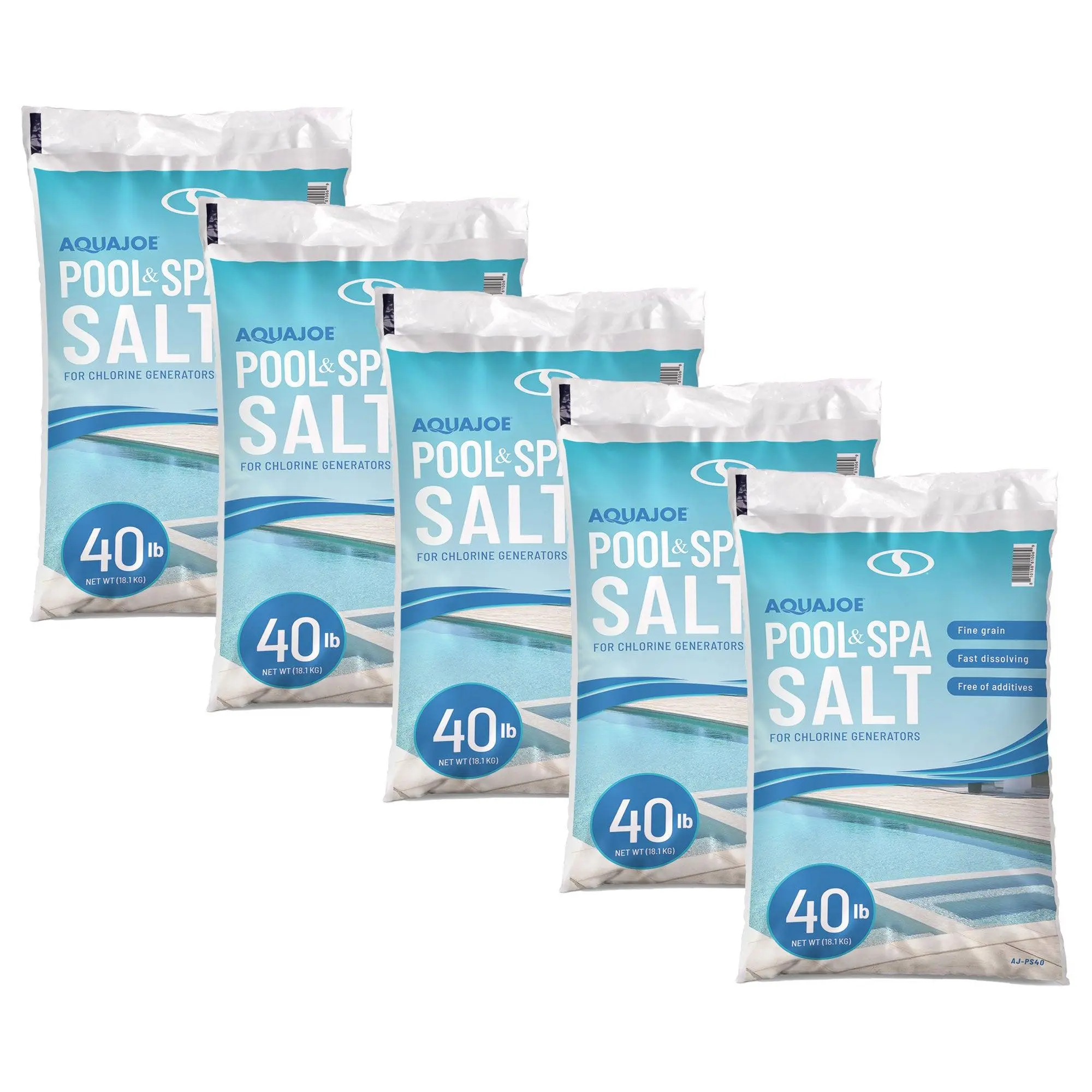 Aqua Joe 5 Pack 40 Lb Fast Dissolving Pool Spa Salt Chlorine Generators, AJ-PS40 Aqua Joe 5 Pack 40 Lb Fast Dissolving Pool Spa Salt Chlorine Generators, AJ-PS40