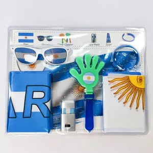 Football Fan Set, Colorful Cheering Props Soccer Supporter Kit with Flag, Scarf, Glasses, Clapper, Face Paint & Wristband