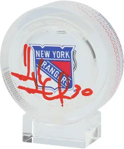 Henrik Lundqvist New York Rangers Autographed Crystal Puck - Filled with Ice from a New York Rangers Game During the 2023-2024 Season - Fanatics Authentic Certified