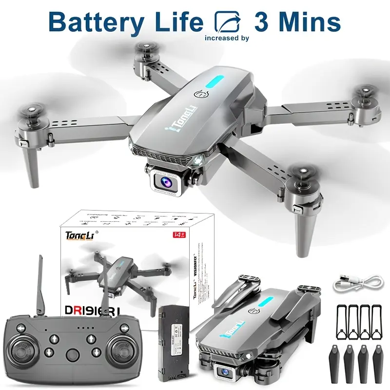 Tongli Remote Control Drone, no camera/single camera/dual camera aircraft, beginner's remote control quadcopter, foldable drone design, one-touch takeoff and landing, 360-degree acrobatic flips, optical flow positioning for hovering, innovative tech gadge