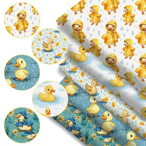 5pcs Cute Duck Flower Pattern Fat Quarters 100% Polyester Quilting Fabric Assorted Bundles 7.8”x7.8”- for Beginner Craftsmen, Quilting & Sewing Project, Patchwork, Home Textile Decor, Diy Crafts, Gifts Ideas