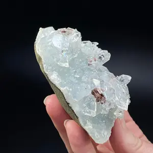 Clear Apophyllite Crystal Cluster with Heulandite & Basalt from Jalgaon, Maharashtra, India