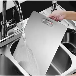 Stainless Steel Double Sided Chopping Board, 1 Count Durable Anti-bacteria Mildew Proof Cutting Board, Kitchen Chopping Board for Fruit & Vegetable, Cooking Cutting Board, Chopping Block