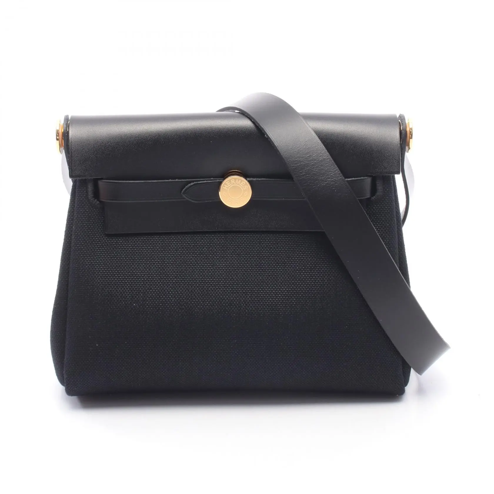 Pre-owned HERMÈS Canvas Shoulder Bags Herbag Zip Mini Toile Militaire Vache Hunter Shoulder Bag