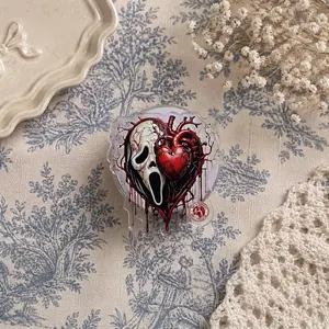 "Ghostface" Anatomical Heart Phone Grip Holder Aesthetic Horror Movie Collapsible Stand for Unique Decor