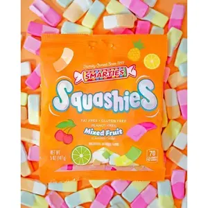 Smarties Squashies Mixed Fruit Flavor - Peanut Free, Gluten Free & Fat Free Gummy Candy - Perfect for Birthday & Halloween Party Favors chewy candy - 5 oz Candy Bags (Pack of 1)