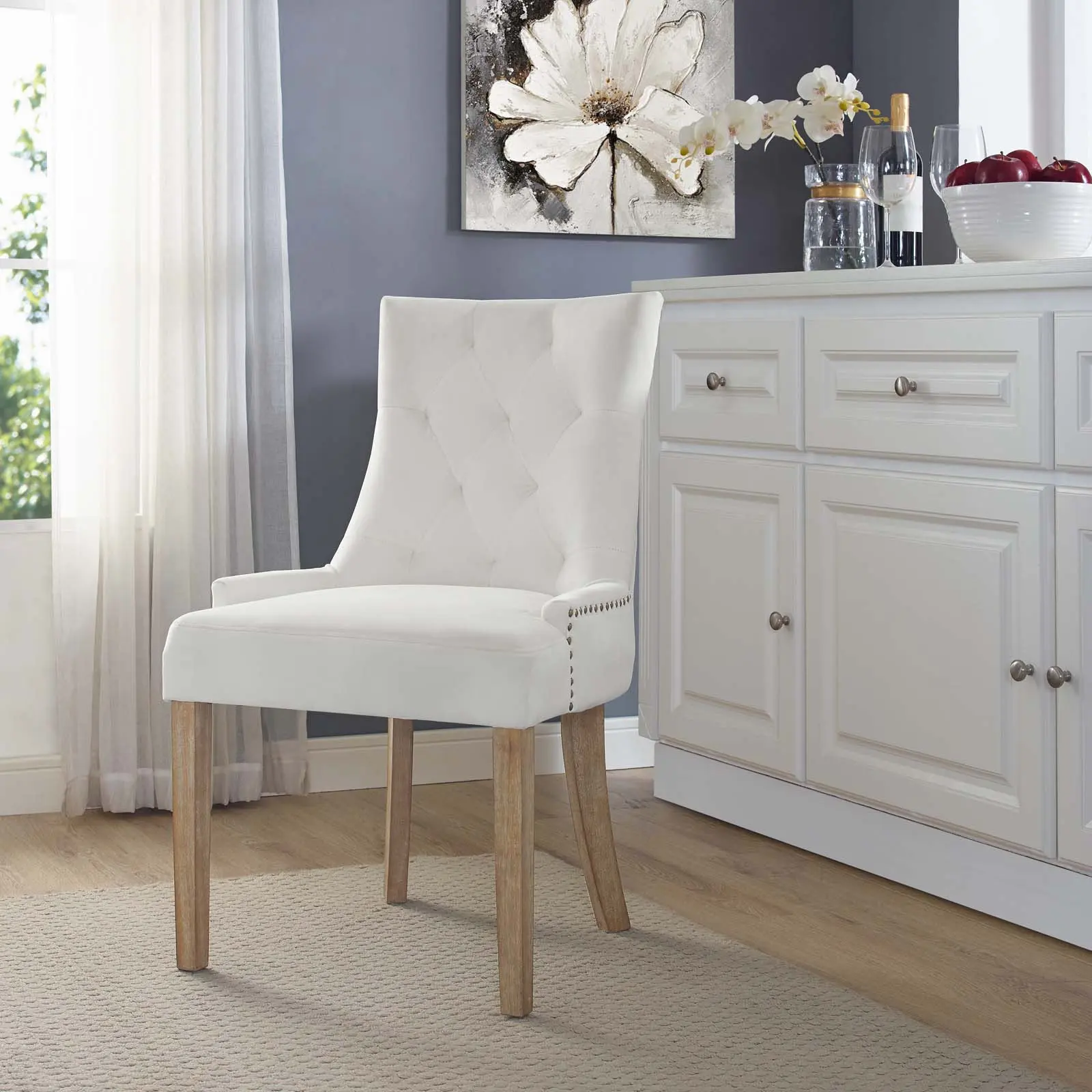 Modway Pose Performance Velvet Dining Chair in Ivory