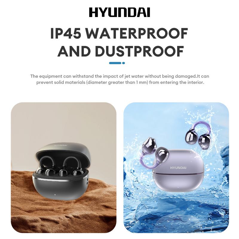 HYUNDAI Earclip C7 Clip-on Design Wireless Earphones, Upgraded Panoramic Sound Headset, Comfortable Wearing & IPX5 Waterproof Sports Earbuds for Work, Fitness