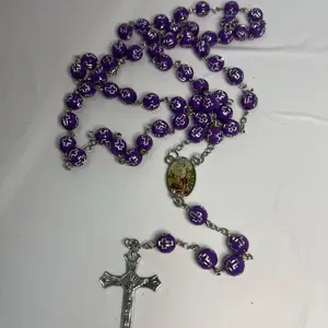 SAN Lazaro Rosary Rosario Babalu Aye Santeria Ifa OSHA Palo Santo Cross Chain Design Cuban Link Chain