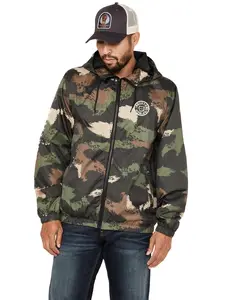 Brixton Men's Camo Print Claxton Crest Logo Graphic Hooded Zip Jacket - 03292-Brhco