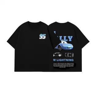 Couple Racing Car Shirts Set, Red and Blue Cartoon Car Matching Tees, Boyfriend Girlfriend Gift, Fun Road Trip Couple Outfit