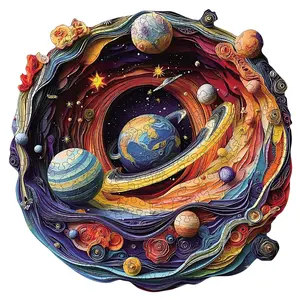 Space Planet Wooden Jigsaw Puzzle, High Difficulty Toy Puzzle, Adult Focus Training, Halloween Christmas Birthday Holiday Gift, Home Decor