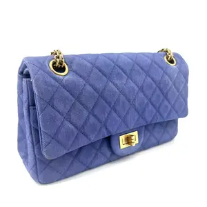 Pre-owned CHANEL Reissue 2.55 Blue Quilted Denim Double Flap 225